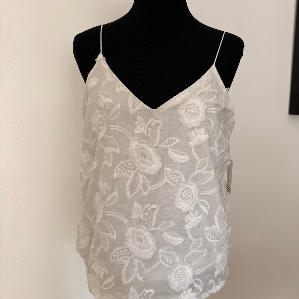 Ophelia Roe Elegant White Floral Lace Camisole Top NWT. Made in Bangladesh.